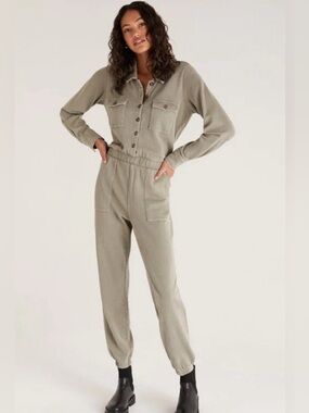 Z supply cadet long sleeve cargo jumpsuit stone sage size small